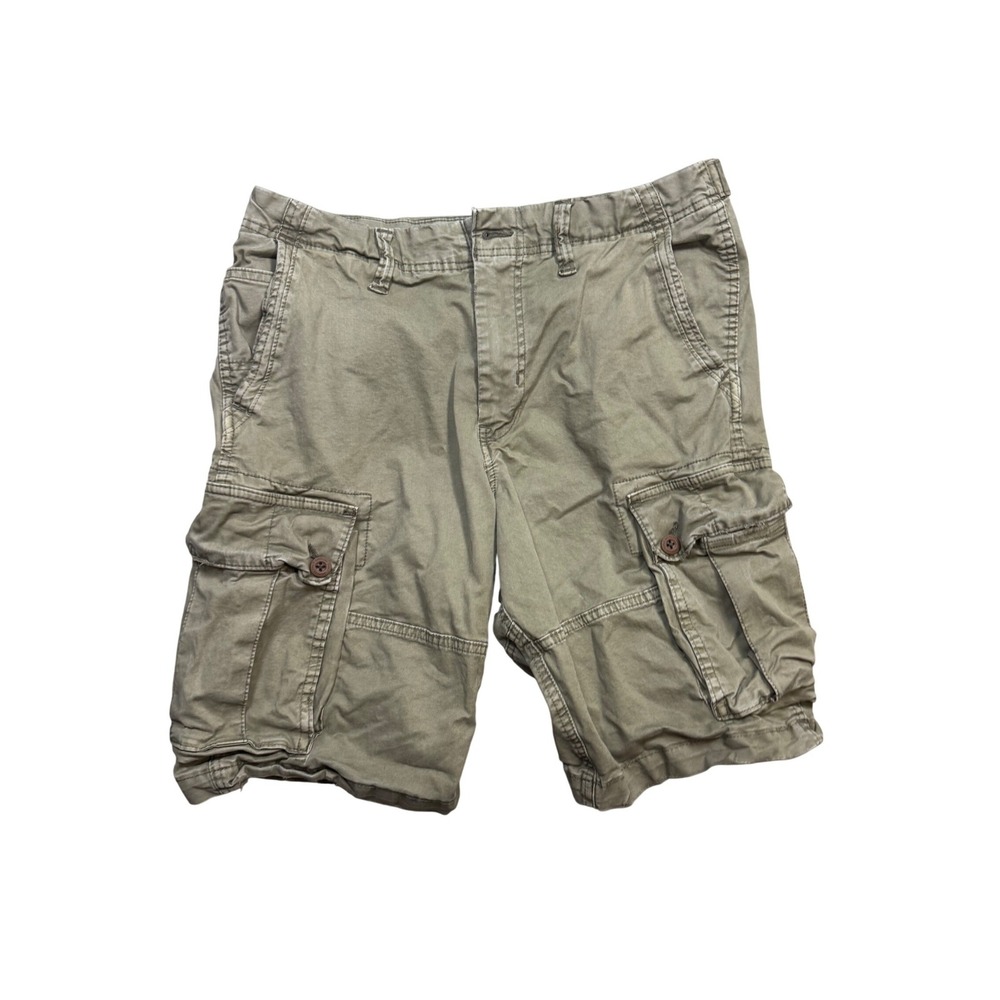 American Eagle Flex Cargo Shorts Mens 34 Green Longer Length Utility